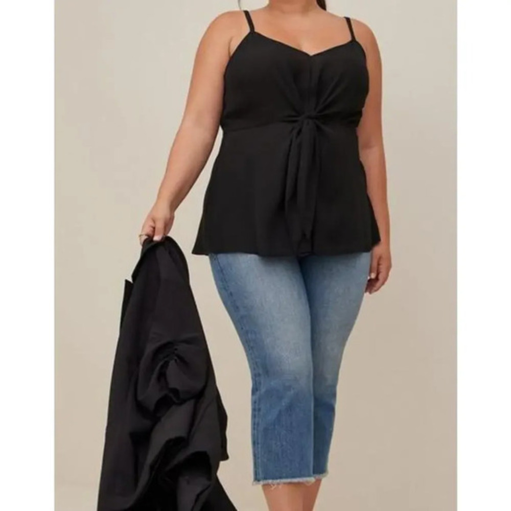 Torrid Black Peplum Georgette Tie-Front Cami‎ Tank Top, Size 5 Plus Size Fashion